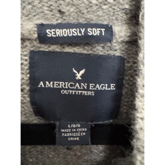 American Eagle Sweater Hoodie Men's Size Large Seriously Soft Gray Wool Blend - Picture 4 of 4